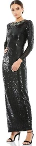 Abito vestito donna Mac Duggal taglia 14 nero paillettes strass floreale 93613 $498 - Foto 1 di 18