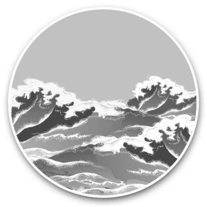 2 x Vinyl Stickers 30cm (bw) - Oriental Ocean Wave Art Sea #38407 - Photo 1/8