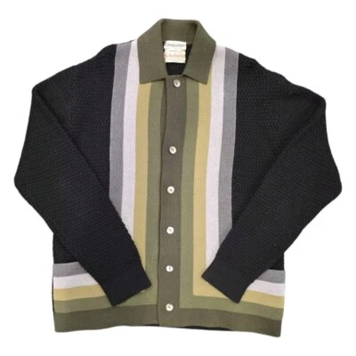 Oleg Cassini Vtg 60s Gray and Green Gradient Knit Italian Knit Sweater Vtg XL - Image 1 of 4