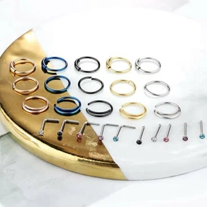 Milacolato 24PCS Anello Naso Acciaio Inox Cerchio Anello Setto Finto Zircone Borchia UNISEX - Foto 1 di 6