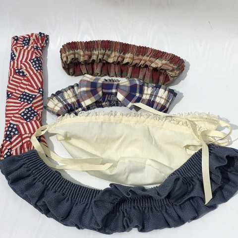 Longaberger Basket Fabric Liner Garters Handle Grip Lot of 5 Mixed Patterns Cover