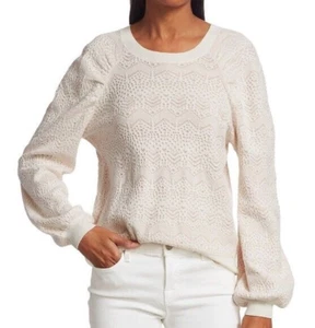 JOIE "Dulcia" Floral Lace LS Silk Cashmere Pullover Sweater Top Size L NEW $278 - Picture 1 of 18