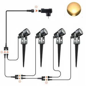 4er LED Gartenstrahler mit Erdspieß Gartenleuchte Außen Spotbeleuchtung Warmweiß - Bild 1 von 12