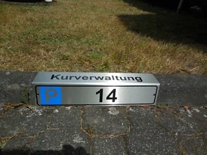 Parkplatzschild für Bordsteinkante Edelstahl L-förmig gebogen, Größe 400 x 80 mm - Bild 1 von 7