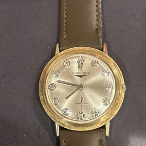 Vintage Men’s LONGINES Yellow 14k Gold & Diamond Dial. Clean - Picture 1 of 7