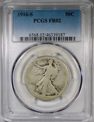 1916-S Walking Liberty Half Dollar PCGS FR2 Low Ball Key Date Example - Image 1 of 2