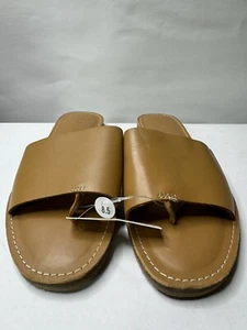 Madewell Damensandalen mit offener Zehenpartie braunes Leder Promenade Pfosten Rutschen - Bild 1 von 4