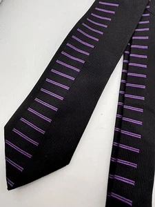 Vtg Dolce & Gabbana Made in Italy Men's Silk Neck Tie Black & Purple Striped Tie - Picture 1 of 10