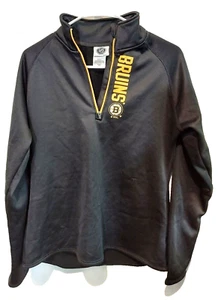BOSTON BRUINS Mens Medium Black Jacket/sweater Pullover Track Active half zip - Picture 1 of 4