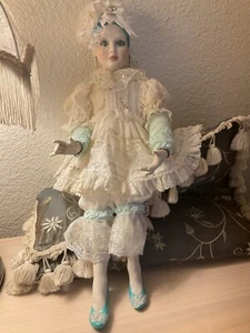 VINTAGE PORCELAIN Decorative Art DOLL KLOWNS BY KAY Sz 22” Handmade Decor OOAK - Picture 1 of 6