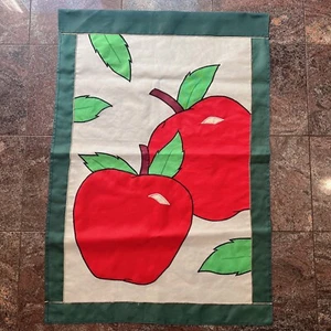 vtg Large Decorative Flag Yard Garden Nylon fall APPLE SEASON 39.5” x 27.5" - Picture 1 of 3