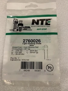 NTE NTE3140, 2760026, 3mm Light Emitting Diode, 2 Pack Red - Picture 1 of 3