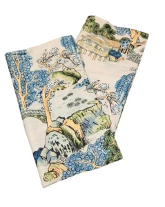 Blue White Asian Two Sided Design Full Zip Pillow Covers Set Of 2 - Picture 1 of 4