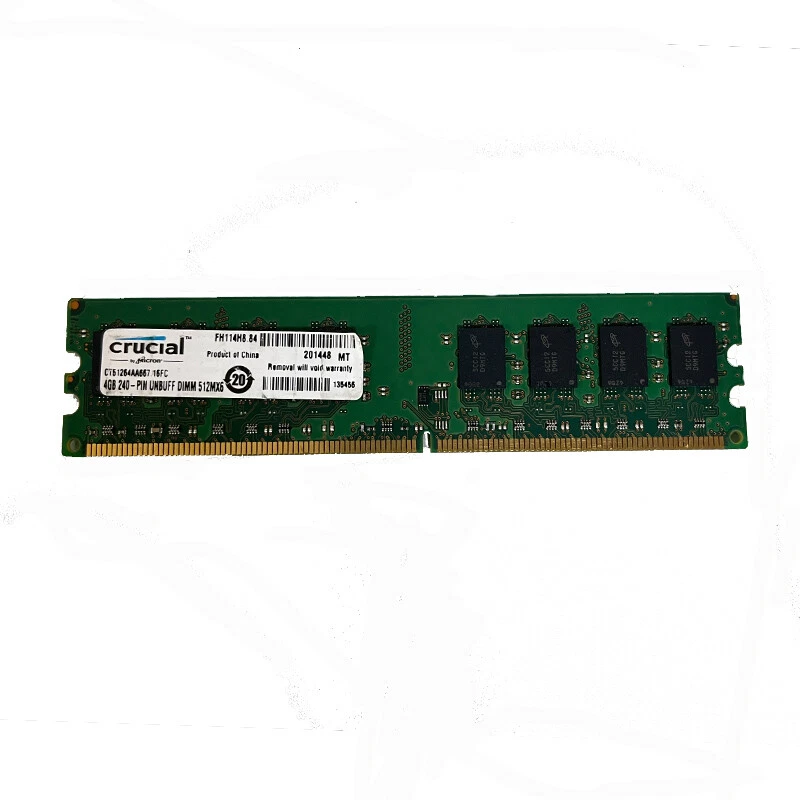 Crucial 4GB 2RX8 PC2-5300U DDR2 667Mhz 240Pin UDIMM Desktop Memory RAM - Image 1 of 1