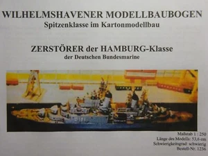 Zerstörer der Hamburg Klasse Wilhelmshavener Modellbaubogen Bastelbogen - Bild 1 von 2