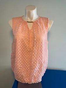 Liz Claiborne Pink Sleeveless Pullover Top with Lace Overlay Blouse size XXL - Picture 1 of 5