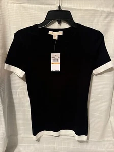 New Michael Kors Tops Black with White Striped Size Small - Picture 1 of 4