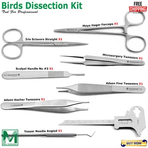Veterinary Biology Dissecting Kit Anatomy Bird Dissection Instruments Tray Set - Picture 1 of 10