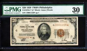 Fr.1870-C* 1929 $20 PHILADELPHIA ***STAR*** FRBN PMG 30 VERY RARE COLLECTIBLE XL - Picture 1 of 2