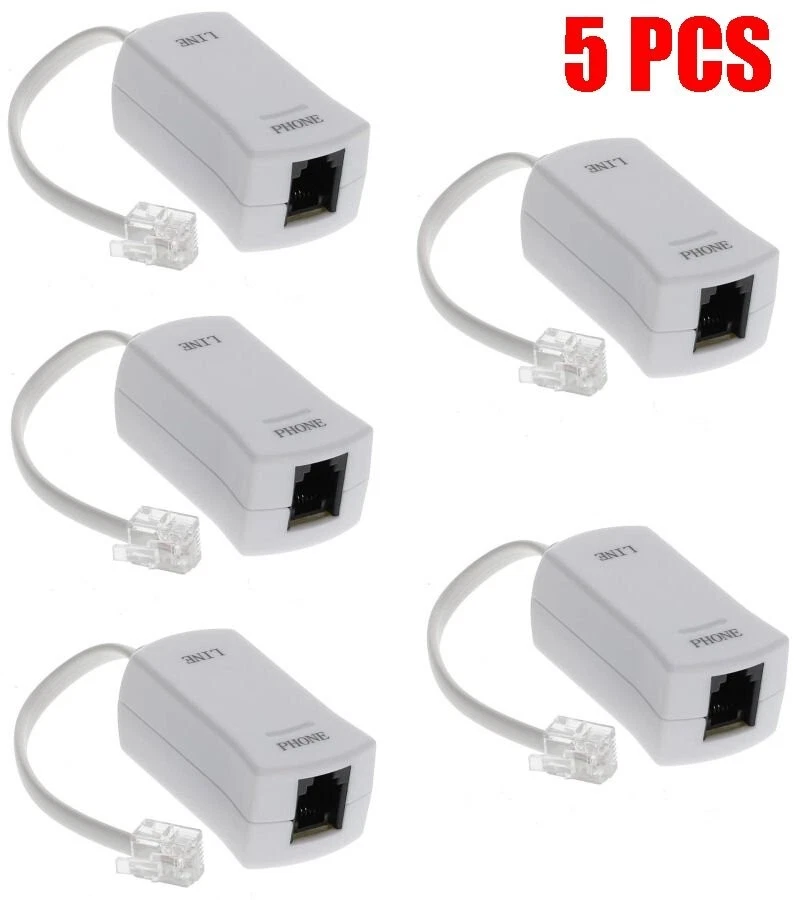 5 PCS DSL Modem Phone In Line Filter Eliminate Interference Static Noise Blocker - Image 1 of 1