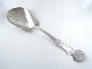 JAMES WATT Coin Silver Engraved Lrg BERRY SPOON Script Mono AUGUSTA not sterling - Picture 1 of 11