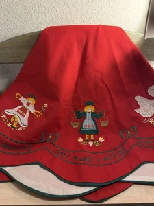 Fructuoso Christmas Tree Skirt 12 Days Of Christmas  Red Embroidery Vintage - Picture 1 of 24