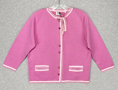 Vintage Pink Rockabilly Cardigan Sweater 100% Wool Palio Italy Size 16 (Medium) - Image 1 of 4