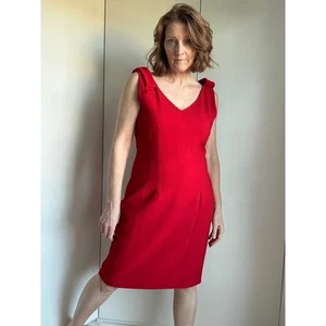 Womens Red Party Cocktail Dress Size L 10-12 Pencil Sexy Vintage 80s - Picture 1 of 8