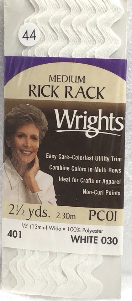 Wrights Medium Rick Rack Pc401 White 30