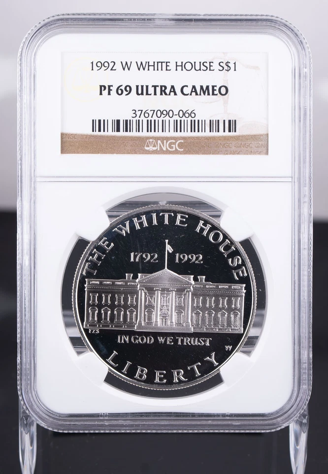 Certified 1992-W Silver $1 NGC PF69 Ultra Cameo White House James Hoban  - Image 1 of 3