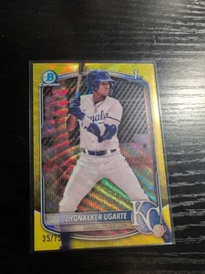 JHONAYKER UGARTE 2025 Bowman Chrome 1st Yellow Wave Refractor /75 RC Royals (Au) - Picture 1 of 2