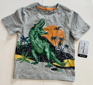 Tommy Bahama Shirt Dinosaur Skateboard Top Gray Toddler Boys Size XS New 4 Kids - Picture 1 of 4