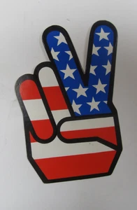 VINTAGE ORIGINAL  Peace Sign Hand American Flag Symbol Car Window Decal Sticker - Picture 1 of 1