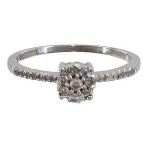 Lady's Diamond Cluster Ring 22 Diamonds .120 Carat T.W. 10K White Go (PZ1004130) - Picture 1 of 7