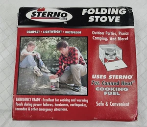 Vtg Sterno Folding Single Burner Stove In Box Lightweight Rustproof Camping Hike - Picture 1 of 7