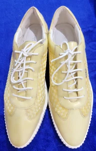 Geox Women's Lemon Yellow Leather Sneaker with Satin Inserts US Size 10 - Picture 1 of 19