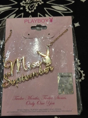 Playboy Miss September Gold Tone Necklace Blue Saphire Y2K - Image 1 of 2