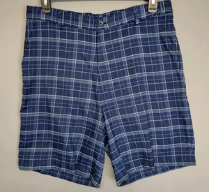 Pebble Beach Shorts Mens 36 Blue Plaid Golf Casual Cotton Blend Pockets Outdoors - Picture 1 of 11