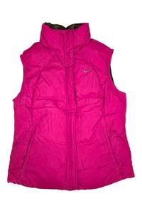 Vintage Nike Women's Brown/Pink reversible Puffer Vest Size S Insulated Jacket - Picture 1 of 8