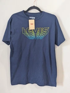 NWT Levi's Navy Blue Colorful Logo Graphic Tee Shirt Unisex/Men's Medium - Picture 1 of 10