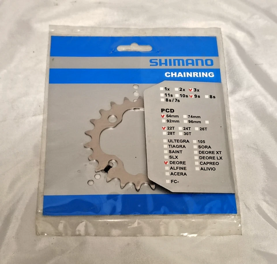 Цепная кольцевая звездочка Shimano Deore FC-M532 64 BCD 22 зуба для скорости 3x9 - Изображение 1 из 1