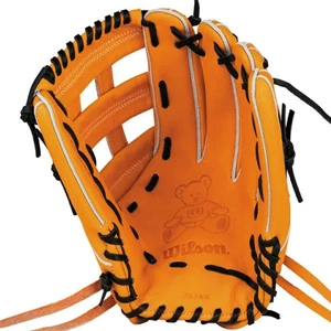Wilson Staff TEDDY BEAR LOGO Outfielder Baseball Glove RH Hard type W Orange - Picture 1 of 2