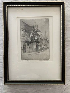 Church Street Godalming Vintage etching Print M. Verdier - Picture 1 of 5