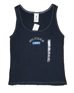 Vintage Tommy Hilfiger Jeans Logo Tank Top Damen XL dunkelblau gerippt Baumwolle TH NEU - Bild 1 von 24