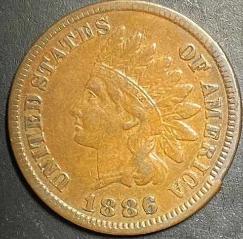 XF 1886 Indian Head Cent Type 2 II Tough Variety High Grade Choice Coin i321 Cover