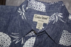Cooke Street Made In Hawaii Mens M Blue Pineapples Shirt Cotton Aloha Camp - Picture 1 of 11