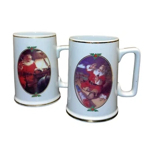 90er Vintage 1996 Coca Cola 2er Set Weihnachten Weihnachtsmann Stein Tassen EUC - Bild 1 von 8