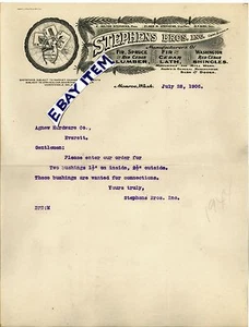 1906 Lumber Letterhead MILTON ELMER STEPHENS BROS. INC. Monroe Washington BIRD - Picture 1 of 1