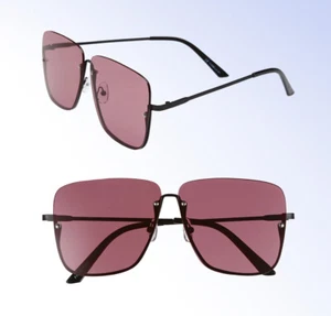 GLANCE Eyewear Black Metal Rimless Top Square SUNGLASSES - Picture 1 of 2