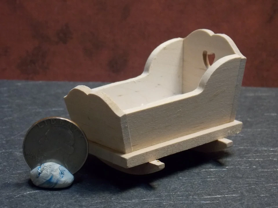 Dollhouse Miniature Unfinished Cradle Baby Crib 1 12 Scale A27 Dollys Gallery